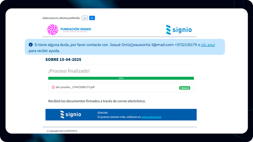 finalizacion de proceso